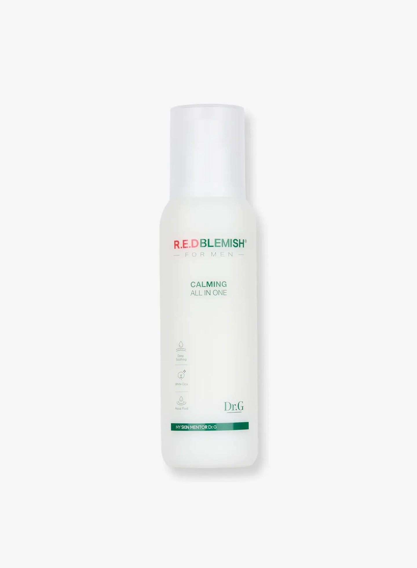 Dispensing a calming all-in-one lotion into palm as a single-step skincare option for blemish-prone skin