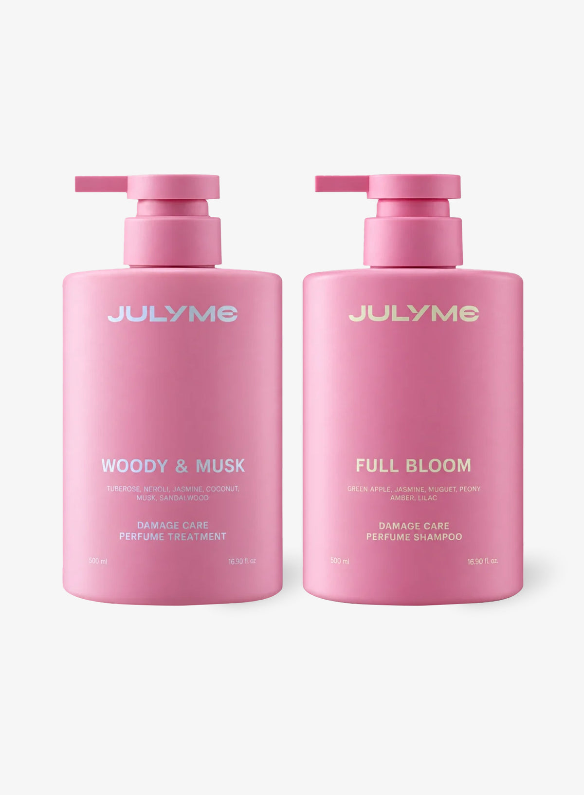 JULYME Perfume Shampoo & Treatment Hair Care Set – Full Bloom, Woody & Musk (500ml *2ea)
