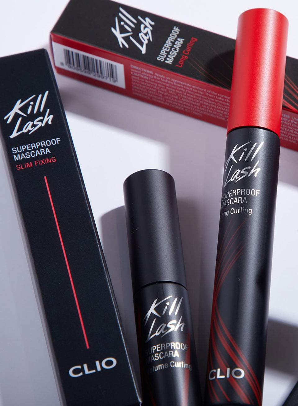 Clio Kill Lash Superproof Mascara tube — smudge-proof waterproof K-beauty mascara for outdoor events