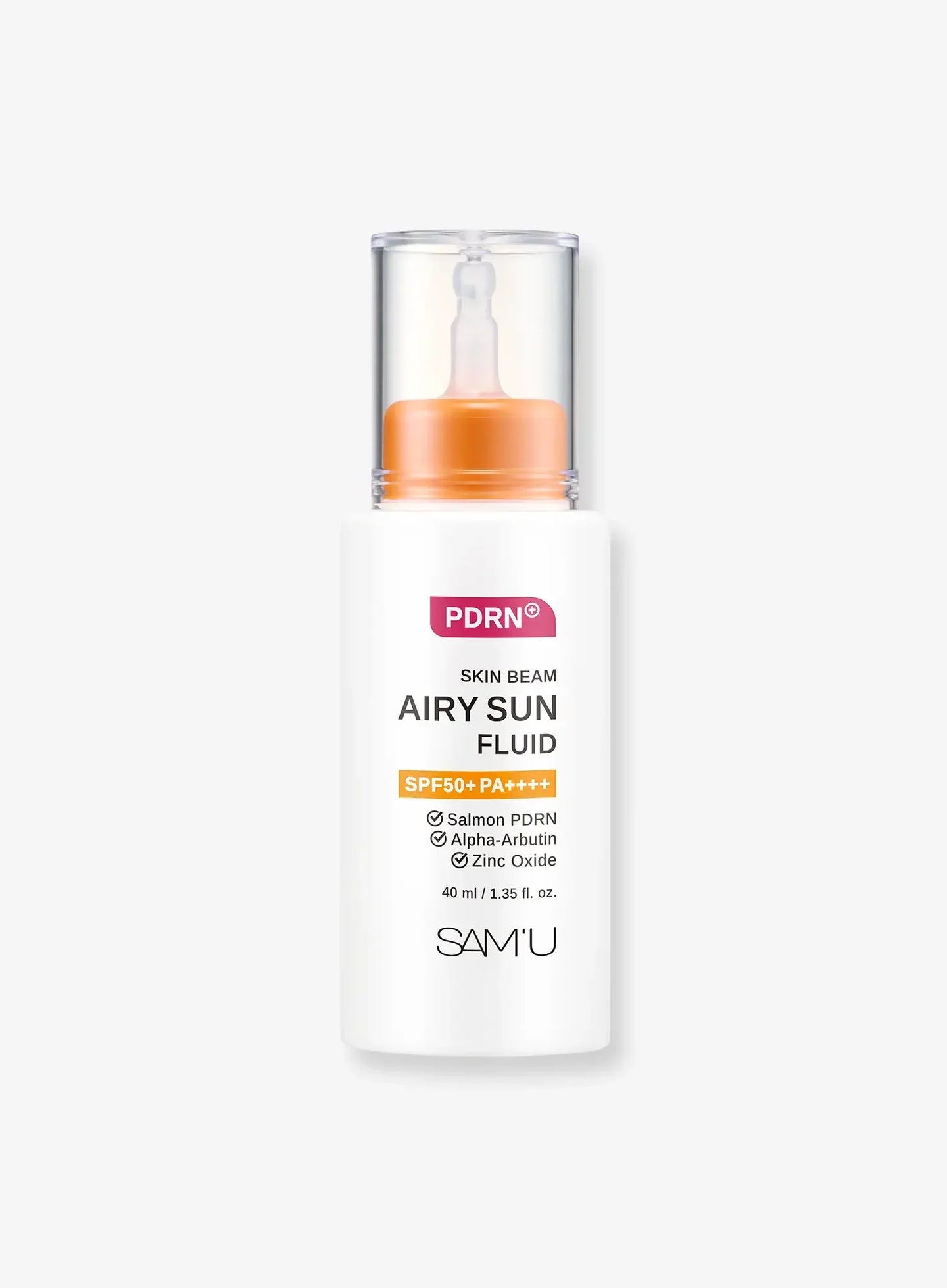 Smoothing a PDRN sun fluid over the face for slow-aging care and daily SPF in one lightweight step