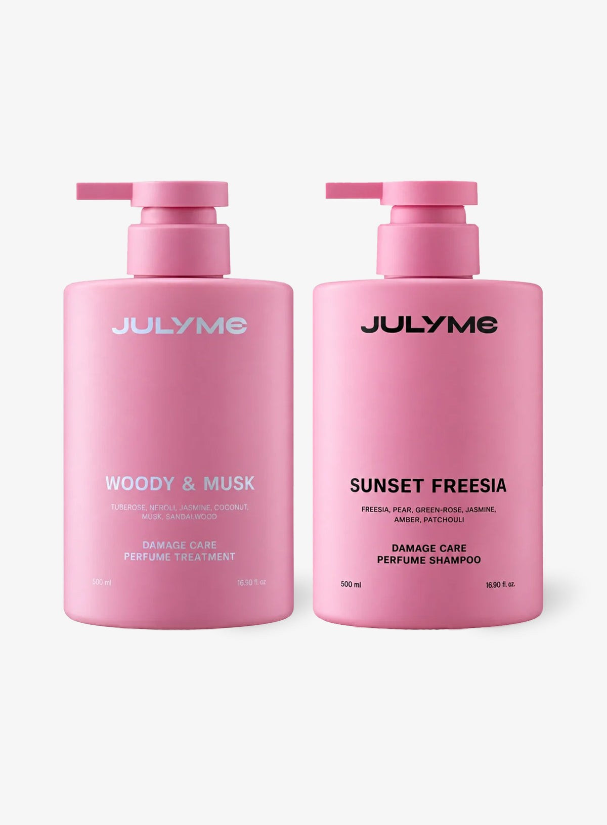 JULYME Perfume Shampoo & Treatment Hair Care Set – Sunset Freesia, Woody & Musk (500ml *2ea)