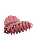 Elise Hair Clip IL503 burgundy angled side view revealing comb teeth rows scalloped top and interlocking jaw mechanism detail