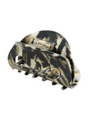 Freya Hair Clip IL503 black marble angled back view revealing spring hinge mechanism and open claw structure