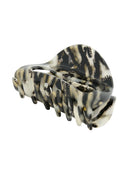 Freya Hair Clip IL503 black marble side angle view showing inner claw teeth fanned open with gold-tone spring hardware detail