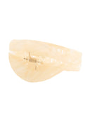 Freya Hair Clip IL503 cream ivory side angle view showing claws open flat with gold-tone spring hinge hardware close-up