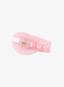 Half Moon Hair Pin IL530 Pink bottom close-up showing open clip jaw, gold coil spring pivot, and inner claw structure
