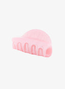 Half Moon Hair Pin IL530 Pink angled view highlighting open claw teeth with arch-shaped openings and pastel pink resin finish