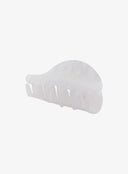 Half Moon Hair Pin IL530 White angled view highlighting open claw teeth with arch-shaped openings and matte white resin finish