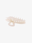 Light Beige Hair Pin IL530 light beige bottom detail flat lay revealing inner teeth row hinge mechanism and translucent resin construction