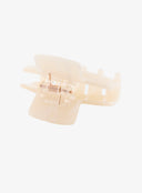 Mini Square Hair Pin IL530 ivory cream bottom-up detail view showing inner spring hinge and claw teeth structure open position