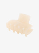 Mini Square Hair Pin IL530 ivory cream angled front view showing open jaw claw teeth and square handle resin hair clip