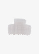 Mini Square Hair Pin IL530 white front view flat lay showing square compact body with rounded teeth matte resin hair claw clip