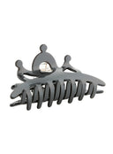Nova Hair Clip IL503 dark gray side angled view displaying elongated comb teeth rows and decorative crown finial top