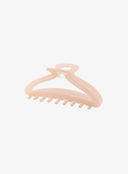 Pink Hair Pin IL530 pink angled top view flat lay displaying open claw silhouette and matte resin body with comb teeth