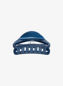 Selene Half Moon Hair Pin IL529 Navy blue front shot displaying open arch upper frame and comb teeth row with glossy resin finish