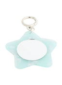 Sienna Stra Compact Mirror IL503 Mint front view of star-shaped translucent acrylic keychain with round circular mirror and silver ring clasp