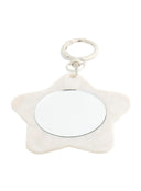 Sienna Stra Compact Mirror IL503 White front view of star-shaped opaque acrylic keychain with round circular mirror and silver swivel ring clasp